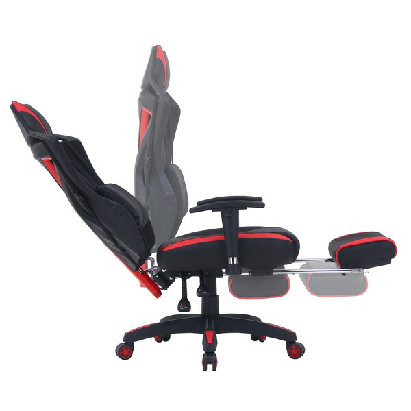 メッシュゲーミングチェア レイズ フットレスト付き レッド 19429
