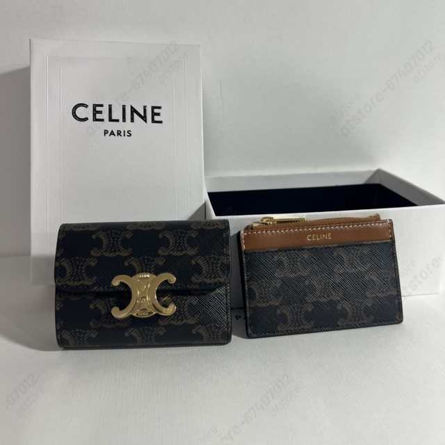 CELINE セリーヌ celine ミディアム コイン入れ付き コンパクトウォレット トリオンフトリオンフキャンバス タン 財布 レディース  送料｜au PAY マーケット