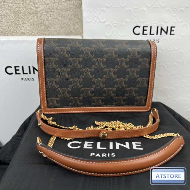 CELINE セリーヌ celine チェーンウォレット ミニ バッグ トリオンフ刺繍入りデニム カーフスキントリオンフ レディース 送料無料  ファ｜au PAY マーケット