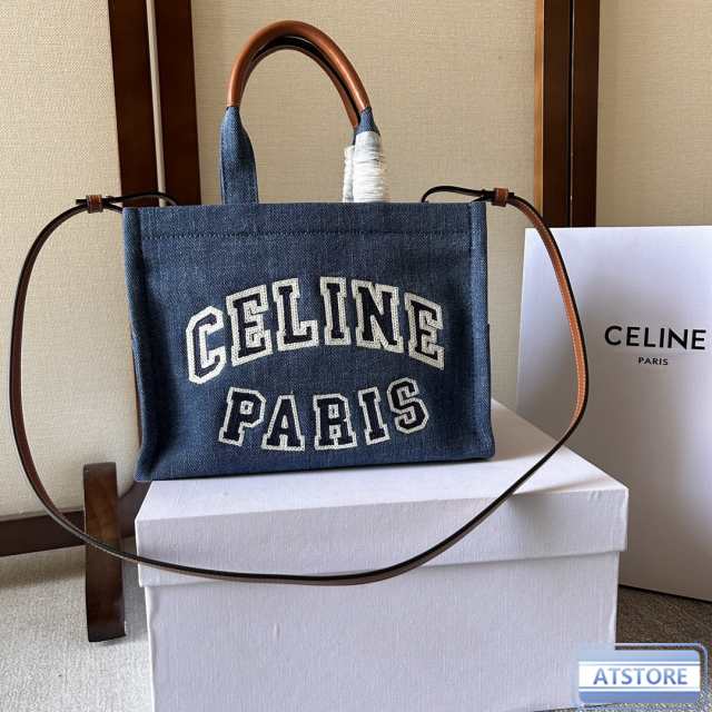 CELINE セリーヌ celine スモール トートバッグ ハンドバッグ ネイビー ...