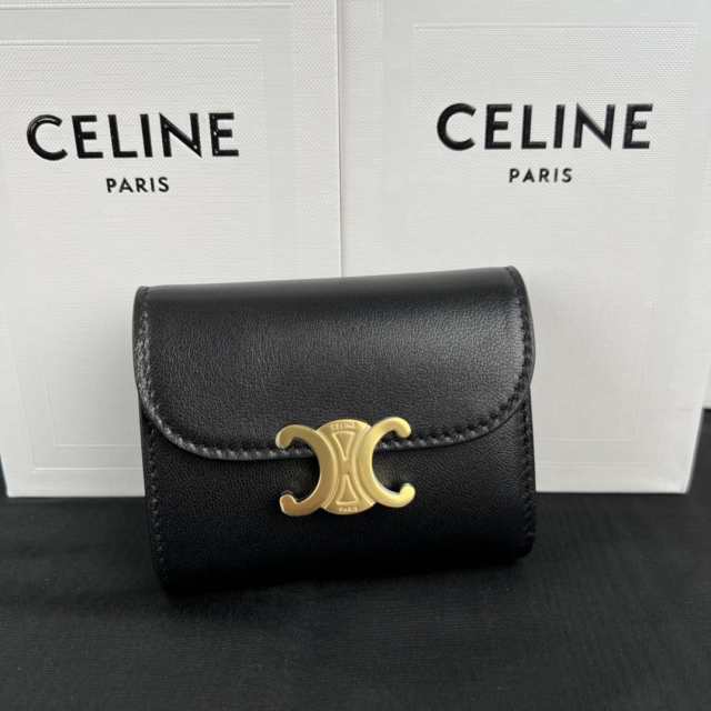 CELINE セリーヌ celine スモール ウォレット トリオンフ ブラック 財布 シャイニーカーフスキン レディース 送料無料  ファッション｜au PAY マーケット