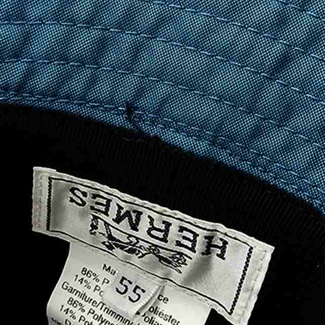 中古  エルメス ハット 帽子 レディース 女性 HERMES CHAPEAU FEMME LUCY TOILE EVERYDAY 55cm キュラソー マリン Curacao Marine Hat blue navy Polyester86%/Polyamide14%の通販は