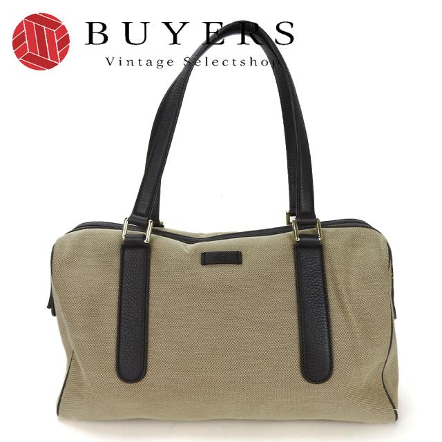 中古   グッチ ボストンバッグ ハンドバッグ 肩掛け 257288 キャンバス レザー 革 ベージュ ダークブラウン カジュアル 普段使い レディース 女性 GUCCI Hand Bag boston Canvas Leather