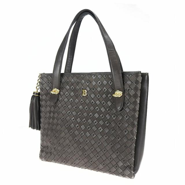 中古 バリー BALLY レディース ハンドバッグ レザー 編み込み タッセルチャーム ゴールド金具 フリンジ Hand Bag Leather_2