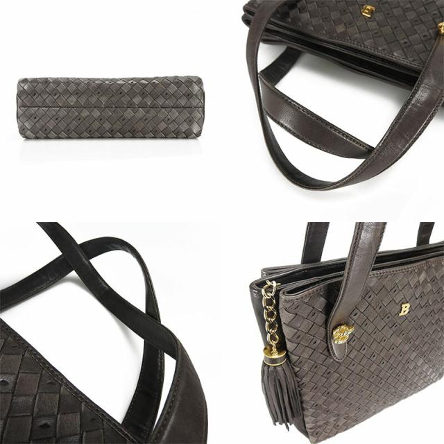 中古 バリー BALLY レディース ハンドバッグ レザー 編み込み タッセルチャーム ゴールド金具 フリンジ Hand Bag Leather_3