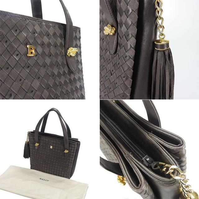 中古 バリー BALLY レディース ハンドバッグ レザー 編み込み タッセルチャーム ゴールド金具 フリンジ Hand Bag Leather_5
