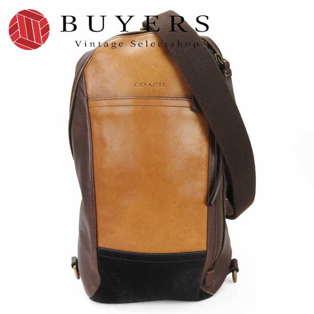 中古 コーチ ボディバッグ 70796 ブラウン レザー スウェード 革 メンズ 男性 カジュアル 普段使い coach body bag brown leather