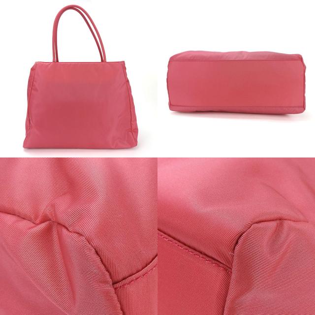 中古 プラダ ハンドバッグ B3864 ナイロン ピンク 三角プレート 普段使い カジュアル シルバー金具 レディース 女性 PRADA handbag nylon peonia pink_3