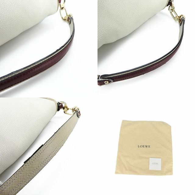 中古 LOEWE ロエベ 374.96.623 マイア セミショルダーバッグ アナグラム ゴールド金具 オフホワイト レザー 革 HANDBAG レディース 肩掛け_3