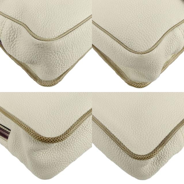 中古 LOEWE ロエベ 374.96.623 マイア セミショルダーバッグ アナグラム ゴールド金具 オフホワイト レザー 革 HANDBAG レディース 肩掛け_4