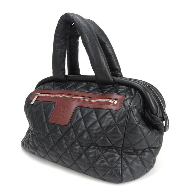 中古 シャネル トート バッグ ボストン コココクーン 13番台 ブラック 黒 ボルドー レザー キルティング 普段使い 軽量 女性 レディース CHANEL coco cocoon tote bag leather black 中古 シャネル トート バッグ ボストン コココクーン 13番台 ブラック