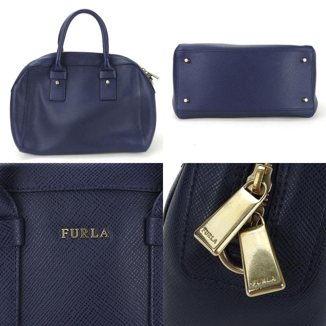 美品FULRA フルラ 2wayショルダー　ハンドバッグ ネイビー ゴールド金具 FURLA - 本物 フルラ FURLA 2WAY ショルダーバッグ ハンドバッグ