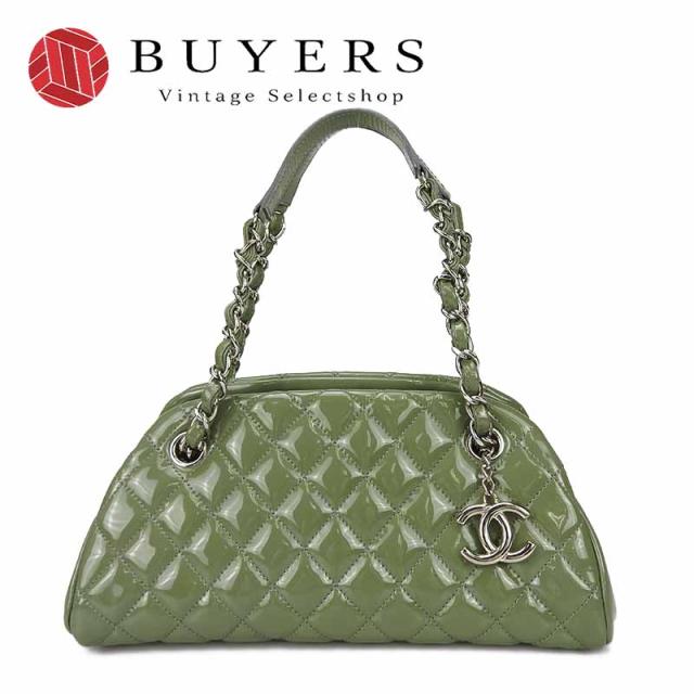 中古  シャネル チェーンハンドバッグ  マドモアゼル ココマーク グリーン CHANEL GREEN 緑色 14番台 エナメル シルバー金具 レディース 女性 Chain Hand Bag Shoulder Bag Coco