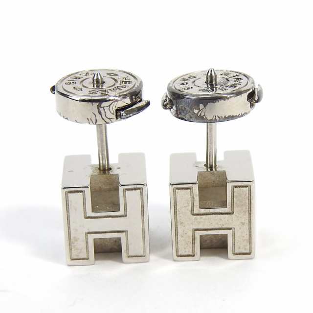 中古エルメス ピアス カージュ ド アッシュ Hキューブ ピンク
