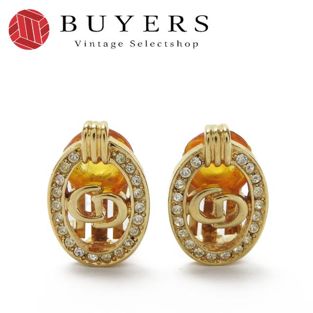中古 クリスチャンディオール Christian Dior イヤリング ゴールド CDロゴ レディース GP メッキ ラインストーン アクセサリー 小物 上品 女性 レディース accessories cd logo 19,800円