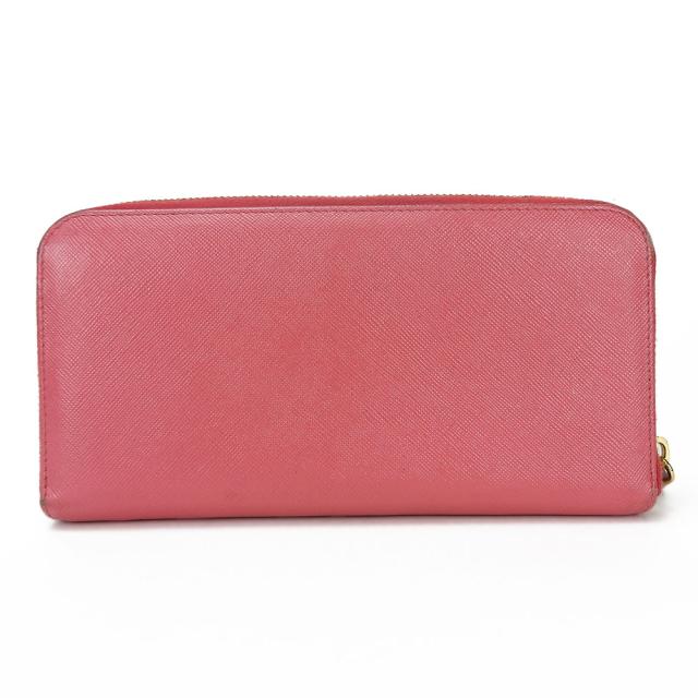 中古 プラダ ラウンドファスナー 長財布 リボン PEONIA ピンク 