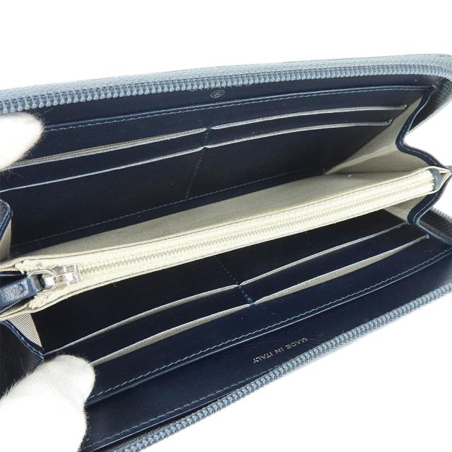 中古 シャネル ラウンドファスナー 長財布 ウォレット キャビアスキン ブルー系 青 17番台 ココマーク シルバー金具 レディース 女性 CHANEL wallet blue coco Caviar skin leather