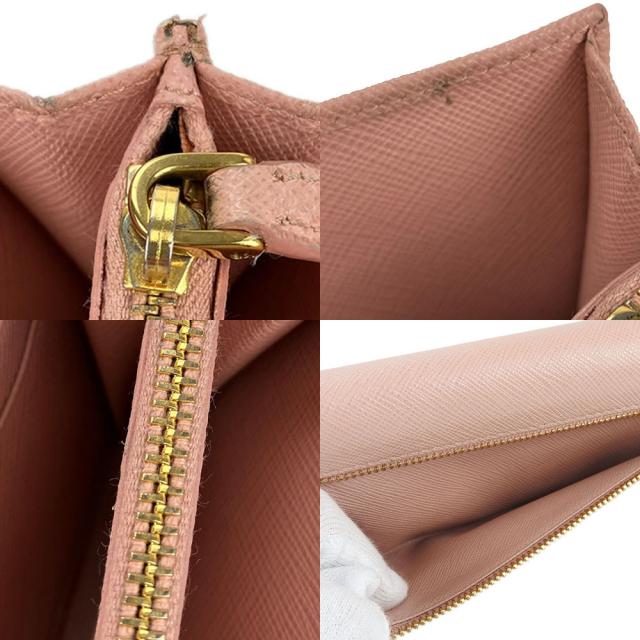 中古 プラダ 長財布 二つ折り 1MH132 サフィアーノ レザー 革 ライトピンク シンプル レディース 女性 小物 PRADA wallet pink saffiano_14