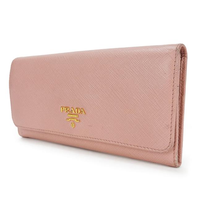 中古 プラダ 長財布 二つ折り 1MH132 サフィアーノ レザー 革 ライトピンク シンプル レディース 女性 小物 PRADA wallet pink saffiano_1