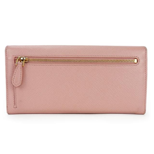 中古 プラダ 長財布 二つ折り 1MH132 サフィアーノ レザー 革 ライトピンク シンプル レディース 女性 小物 PRADA wallet pink saffiano_2
