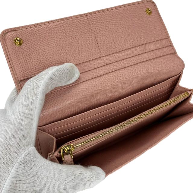 中古 プラダ 長財布 二つ折り 1MH132 サフィアーノ レザー 革 ライトピンク シンプル レディース 女性 小物 PRADA wallet pink saffiano_4