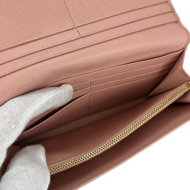 中古 プラダ 長財布 二つ折り 1MH132 サフィアーノ レザー 革 ライトピンク シンプル レディース 女性 小物 PRADA wallet pink saffiano_5
