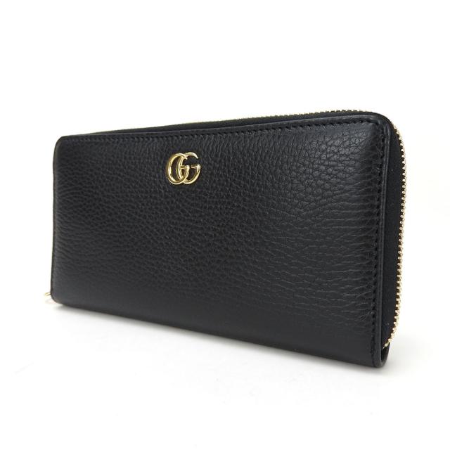 【中古】【美品】グッチ ラウンドファスナー 長財布 ジッピー ウォレット 456117 GGマーモント ブラック 黒 レザー 革 ゴールド金具 女性 レディース GUCCI long Zip Around Wallet Leather black Gold 中古 【美品】グッチ ラウンドファスナー 長財布 ジッピー ウォレット