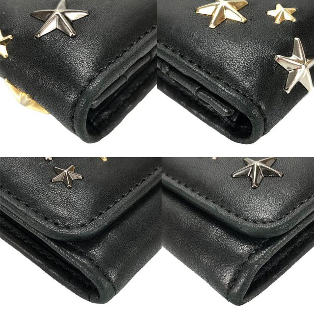 ジミーチュー Jimmy CHOO＊スタッズ 黒レザー二つ折り財布 中古 JIMMY