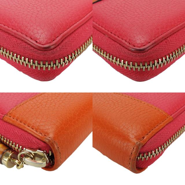 中古 グッチ ラウンドファスナー 長財布 バンブー タッセル ジッピー