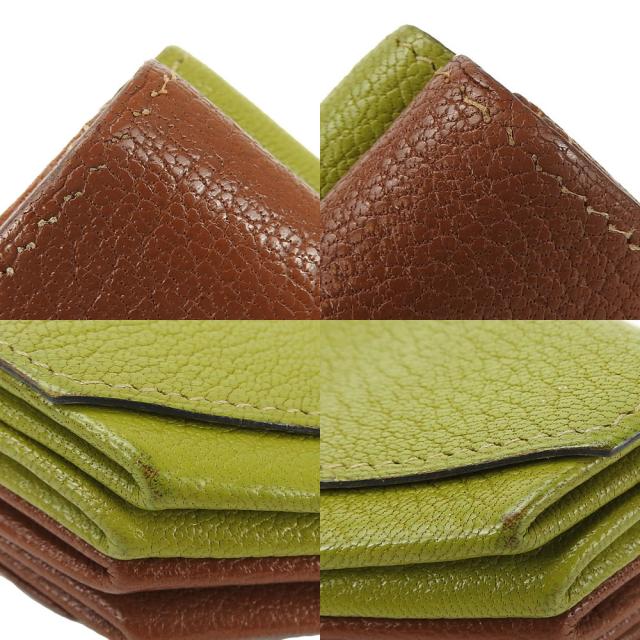 中古 エルメス コインケース 小銭入れ ル・ヴァンキャトル □F刻印 ダブルフェイス 両面 シェーブル レザー 革 グリーン ブラウン 普段使い 小物 レディース メンズ 女性 男性 HERMES Coin Case 9527_4