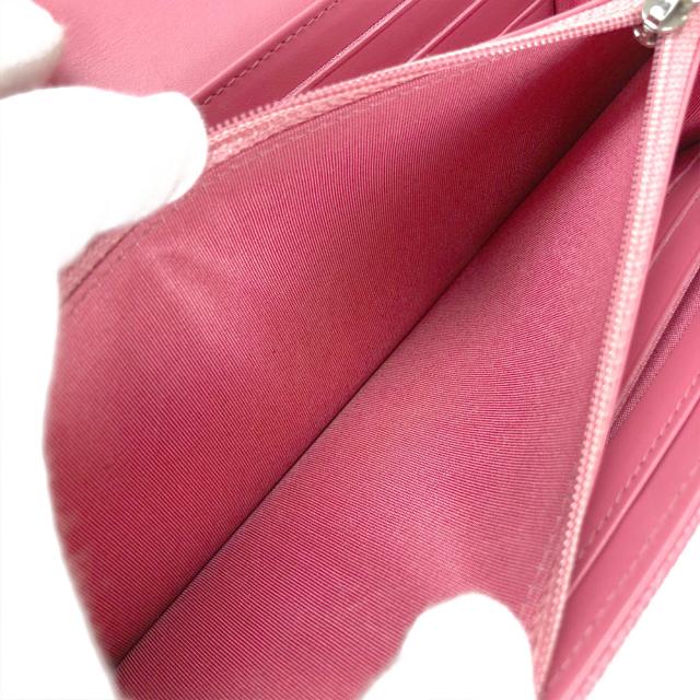 中古 シャネル 長財布 二つ折り ロングウォレット ピンク キャビア