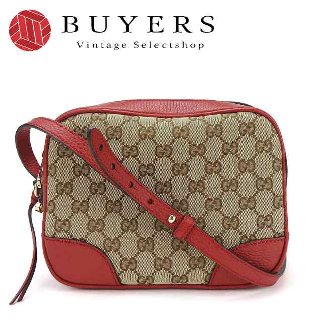 中古 グッチ ショルダーバッグ 449413 GGキャンバス レザー レッド ベージュ カジュアル 斜めがけ レディース 女性 GUCCI