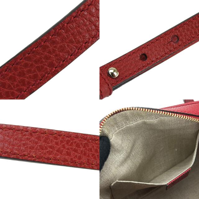 中古 グッチ ショルダーバッグ 449413 GGキャンバス レザー レッド