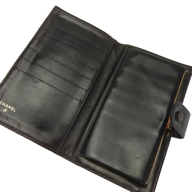 中古 シャネル 長財布 ココマーク ラムスキン ブラック - 二つ折り