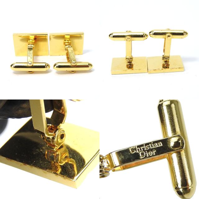 中古 クリスチャンディオール カフス メタル ゴールド シルバー