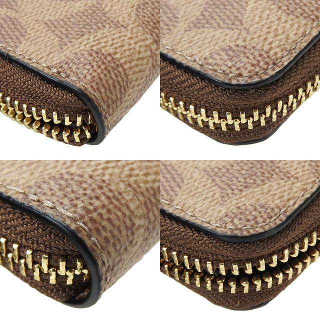 中古 コーチ 長財布 73739 シグネチャー PVC レザー ブラウン タン|ブラック ラウンドファスナー レディース 女性 COACH_4