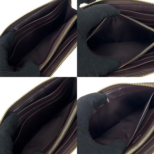 中古 コーチ 長財布 73739 シグネチャー PVC レザー ブラウン タン|ブラック ラウンドファスナー レディース 女性 COACH_6