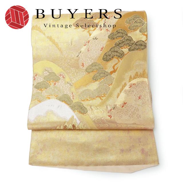 中古 袋帯 正絹(金銀糸除く) ゴールド 礼装 留袖 和装 呉服 和服 きもの レディース 女性