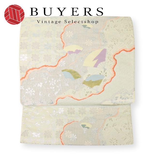 中古 袋帯 正絹(金銀糸除く) シルバー フォーマル 礼装 訪問着 和装 呉服 和服 きもの レディース 女性