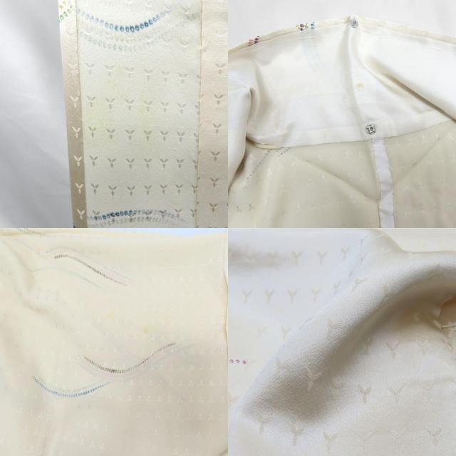 【中古】 小紋 正絹(金銀糸除く) クリーム系 和装 呉服 和服 きもの レディース 女性 中古 小紋 正絹(金銀糸除く) クリーム系 和装 呉服 和服 きもの