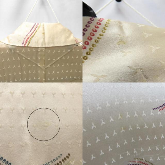 【中古】 小紋 正絹(金銀糸除く) クリーム系 和装 呉服 和服 きもの レディース 女性 中古 小紋 正絹(金銀糸除く) クリーム系 和装 呉服 和服 きもの