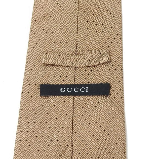 中古 グッチ ネクタイ シルク ブラウン ゴールド系 イタリア製 紳士 GG