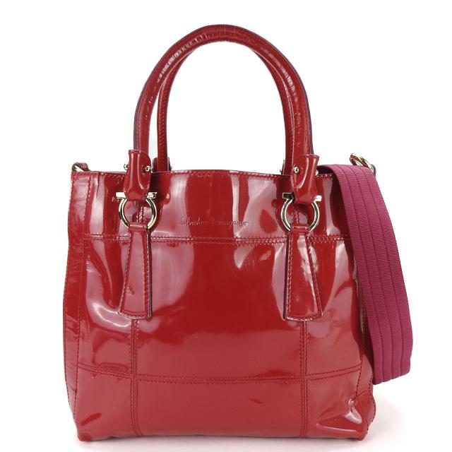 中古 サルヴァトーレフェラガモ ハンドバッグ EY-21 7470 エナメル レッド 2WAYショルダー レディース 女性 Salvatore Ferragamo 中古 サルヴァトーレフェラガモ ハンドバッグ EY-21 7470 エナメル