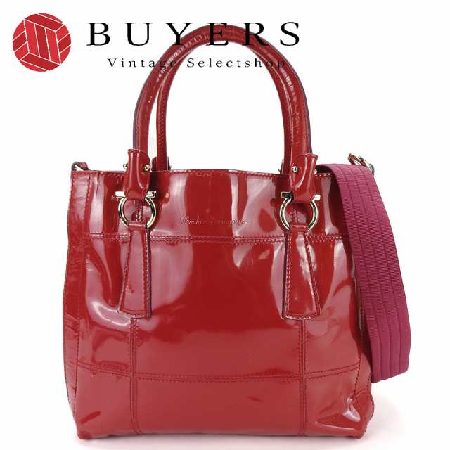 中古 サルヴァトーレフェラガモ ハンドバッグ EY-21 7470 エナメル レッド 2WAYショルダー レディース 女性 Salvatore Ferragamo