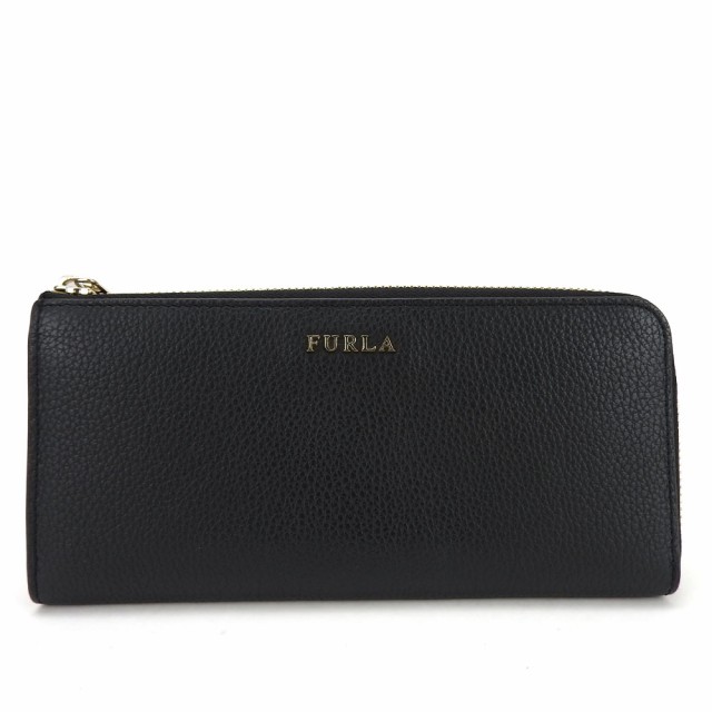 中古 フルラ 長財布 レザー ブラック ゴールド金具 L字ファスナー 小物 シンプル レディース 女性 Furla