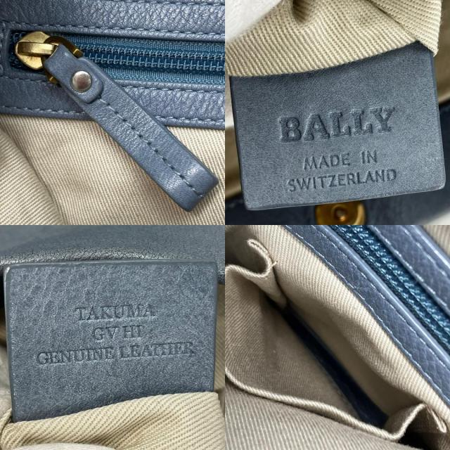 中古 バリー ショルダーバッグ レザー ライトブルー ゴールド金具