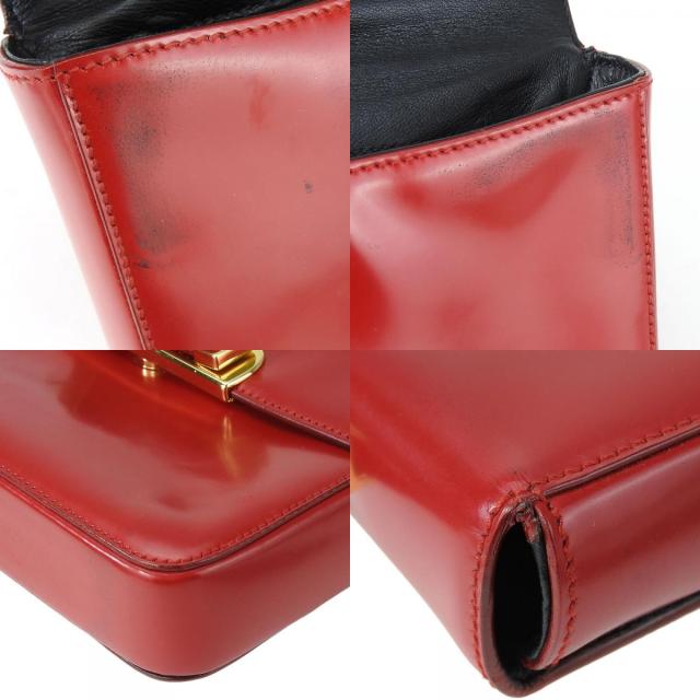 中古 プラダ ハンドバッグ BN1670 カーフ ROSSO レッド ゴールド金具  