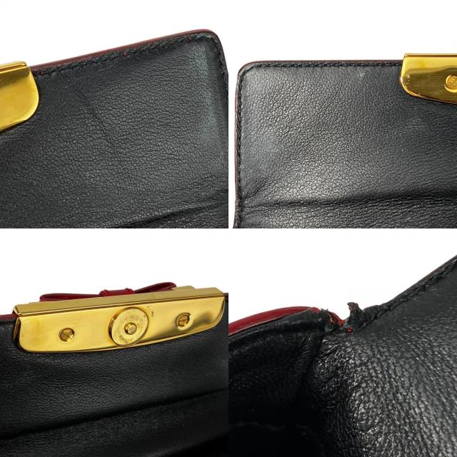 中古 プラダ ハンドバッグ BN1670 カーフ ROSSO レッド ゴールド金具  