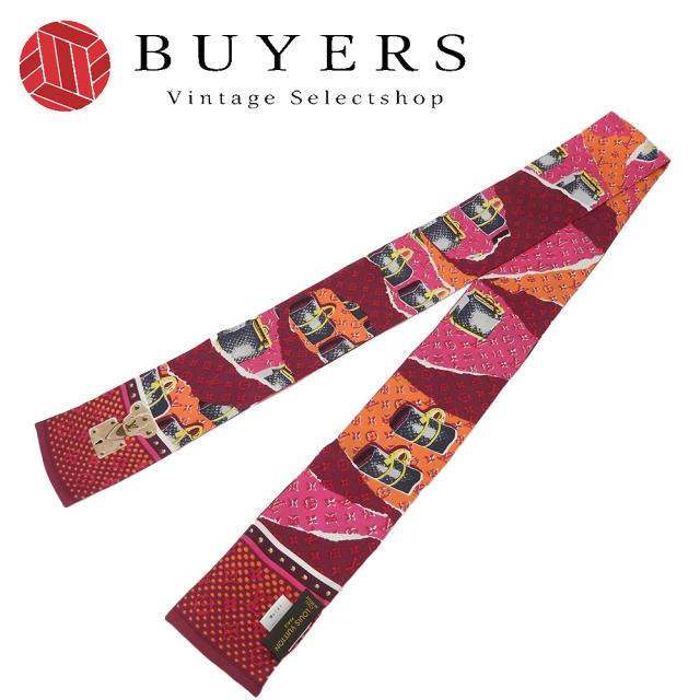 中古 ルイ・ヴィトン スカーフ バンドー シルク ピンク マルチカラー モノグラム キーポル柄 アクセサリー LOUIS VUITTON