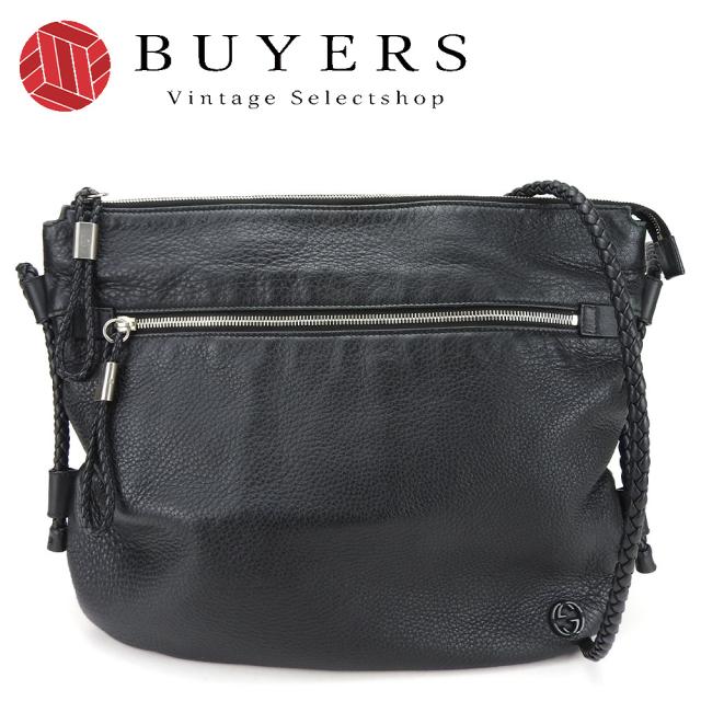 中古 グッチ ショルダーバッグ 268244 レザー ブラック シルバー金具 